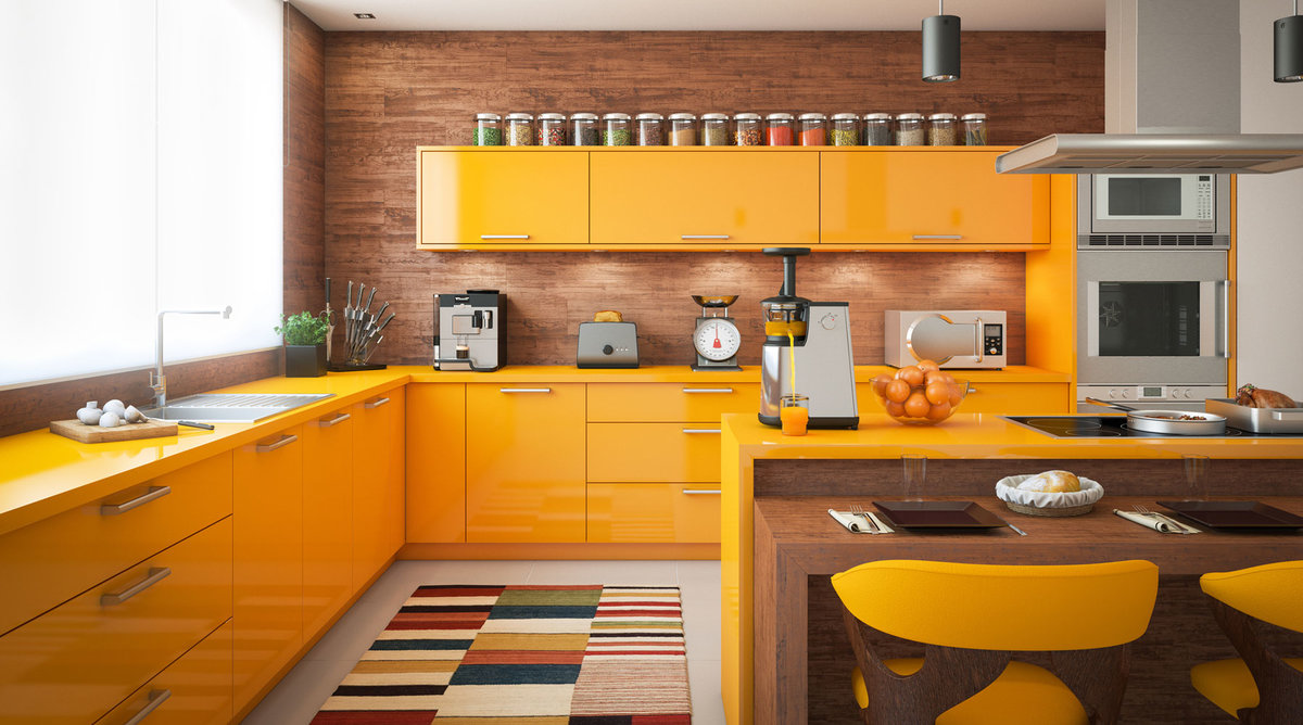 kitchen color schemes yellow cabinets